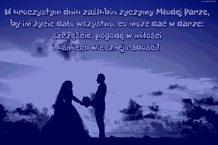 Kartka z zakochanymi i pięknymi życzeniami ślubnymi